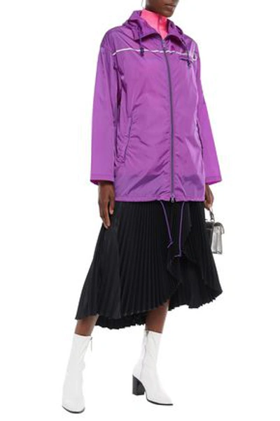 Shop Prada Woman Printed Shell Hooded Jacket Violet
