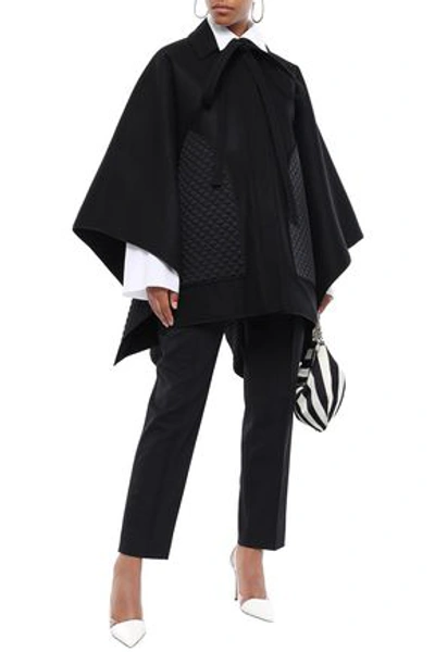 Shop Nina Ricci Woman Quilted Faille-paneled Wool-blend Felt Cape Black