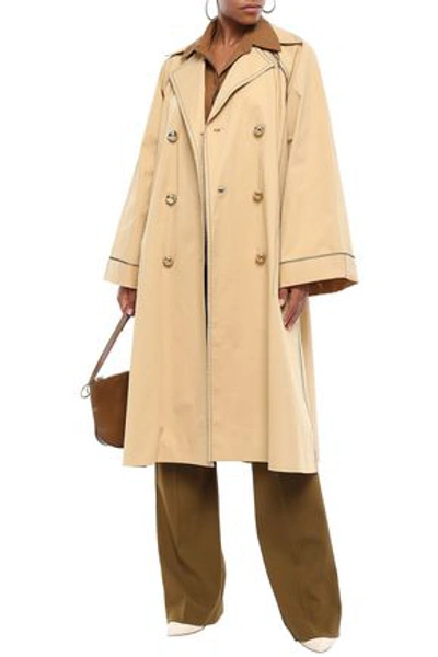 Shop Nina Ricci Woman Oversized Stretch-cotton Gabardine Trench Coat Beige