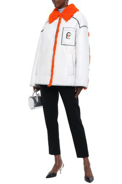 Shop Prada Woman Oversized Shearling Coat White