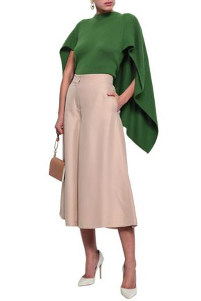 Shop Valentino Woman Cape-effect Cashmere Sweater Leaf Green