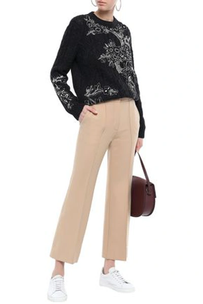 Shop Valentino Embroidered Wool And Alpaca-blend Sweater In Black