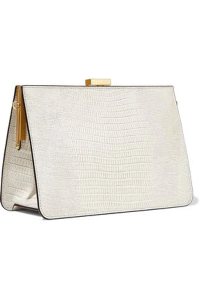 Donna Karan Woman Tate Lizard-effect Leather Clutch Ivory | ModeSens