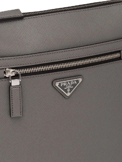 Shop Prada Saffiano Leather Shoulder Bag In Grey