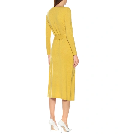 Shop Diane Von Furstenberg Astrid Wool-blend Midi Wrap Dress In Yellow