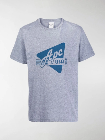 Shop Apc Printed Cotton T-shirt In Grey
