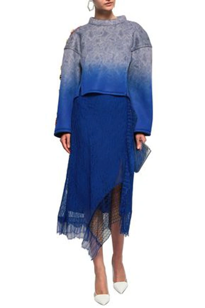 Shop Maison Margiela Woman Embellished Printed Dégradé Scuba Sweatshirt Blue