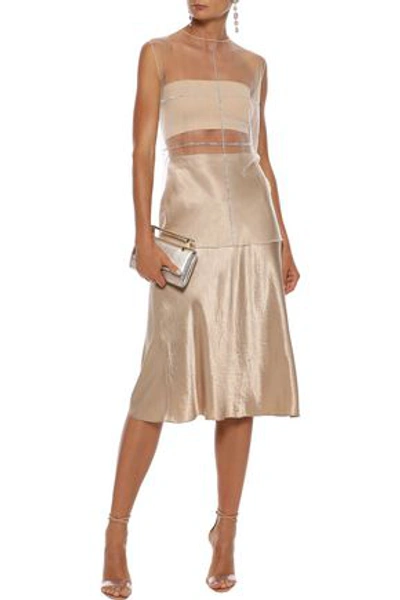 Shop Nina Ricci Crystal-embellished Tulle Top In Blush