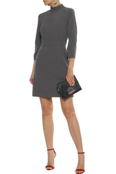 Shop Milly Woman Kendall Cutout Ruched Cady Mini Dress Dark Gray