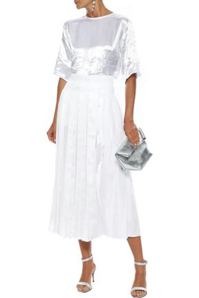 Shop Nina Ricci Woman Crinkled Satin-crepe Top White