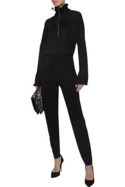 Shop Valentino Stud-embellished Jersey Tapered Pants In Black
