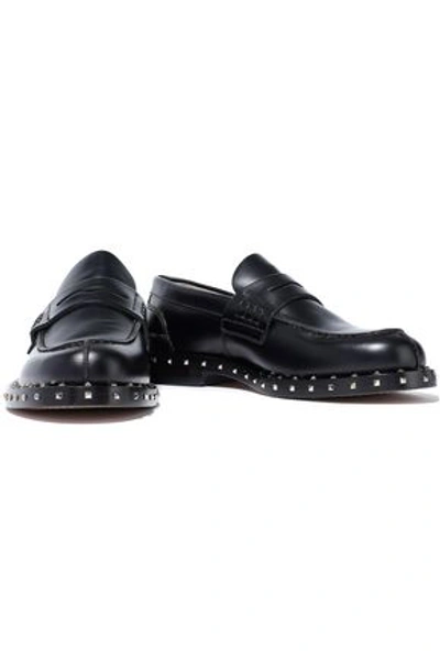 Shop Valentino Soul Rockstud Leather Loafers In Black