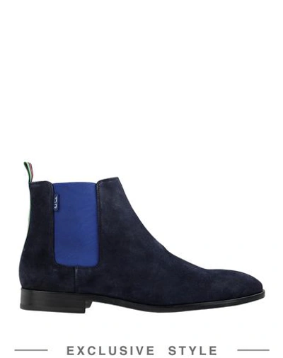 Shop Ps By Paul Smith Ps Paul Smith Man Ankle Boots Midnight Blue Size 10 Soft Leather