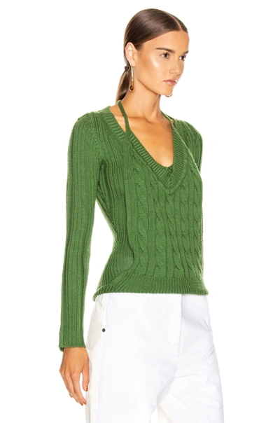 Shop Jacquemus Double Maille Top In Green