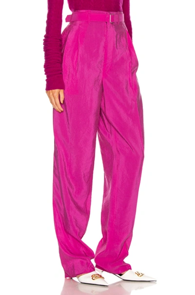 Shop Lemaire Pleated Belted Pant In Fuchsia