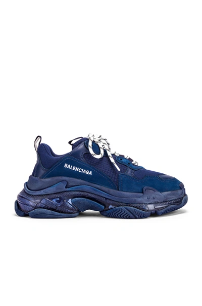 Shop Balenciaga Triple S Sneakers In Navy