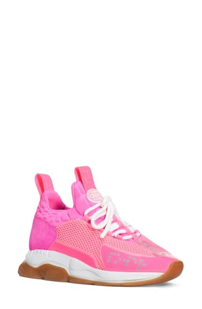 Shop Versace Cross Chainer Sneaker In Rosa Fluo