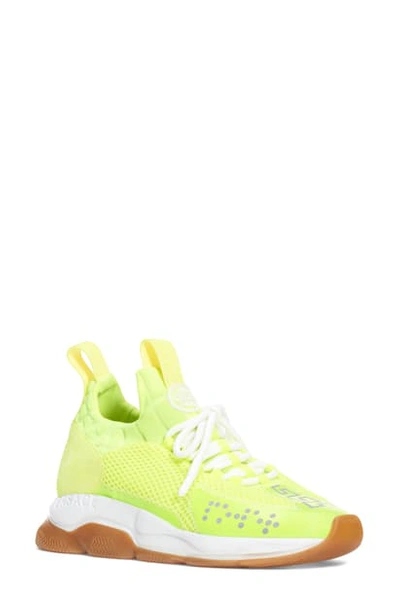 Shop Versace Cross Chainer Sneaker In Yellow Fluo
