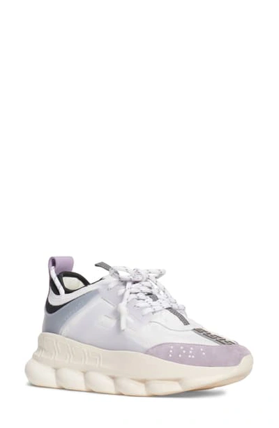 Shop Versace Chain Reaction Sneaker In White/ Lilac