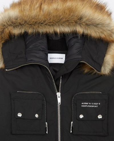Shop The Kooples Sport Black Nylon Jacket With Multiple Pockets+hood