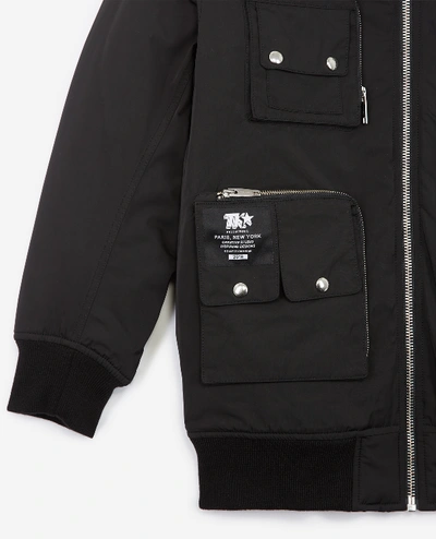 Shop The Kooples Sport Black Nylon Jacket With Multiple Pockets+hood