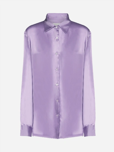 Shop Dries Van Noten Clavelly Satin Silk Shirt