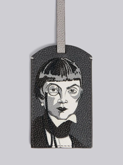 Shop Thom Browne Una Portrait Luggage Tag In Grey