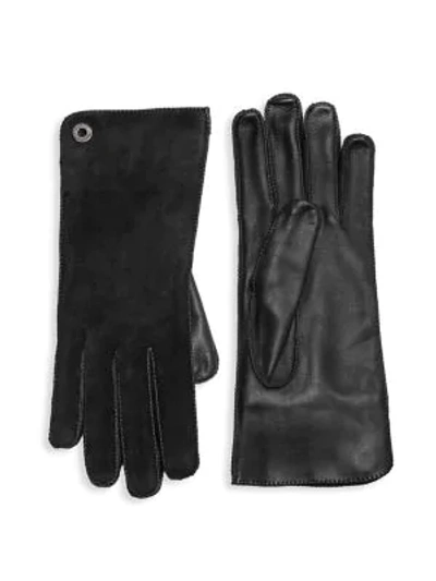 Shop Loro Piana Guanto Jacqueline Leather & Suede Gloves In Black