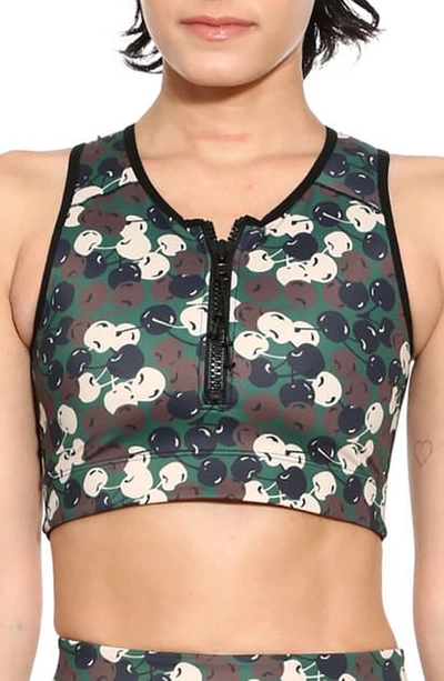 Shop Adam Selman Sport Zip Front Crop Top In Classic Camo