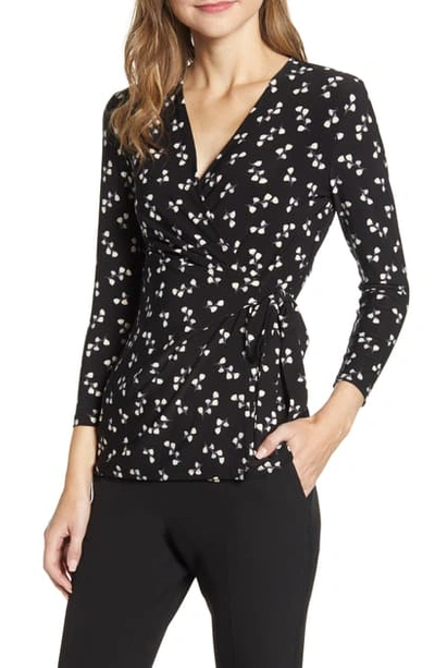 Shop Anne Klein Printed Wrap Top In Anne Blk/ Bolshoi G Combo