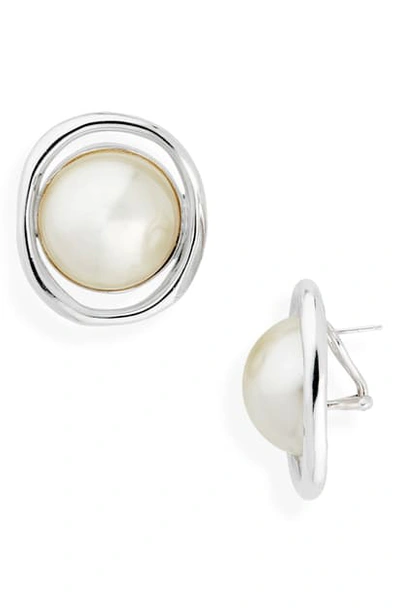 Shop Sophie Buhai Imitation Pearl Orb Clip-on Earrings In Faux Pearl/ Sterling Silver