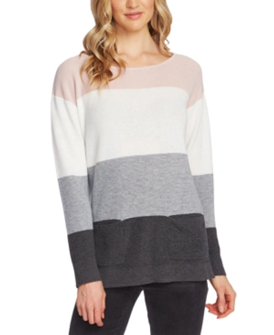 Shop Vince Camuto Colorblocked Waffled Sweater In Soft Pink