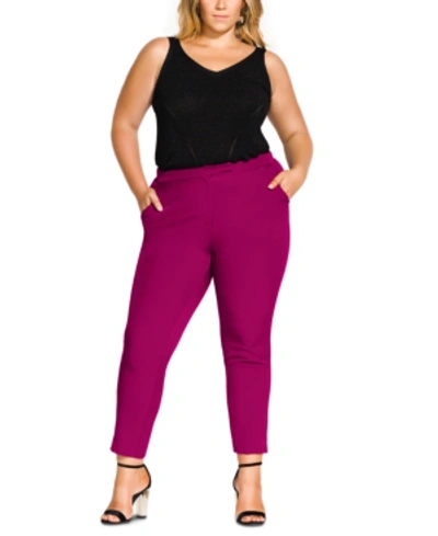 Shop City Chic Trendy Plus Size Mrs. Draper Tailored Pants In Magenta