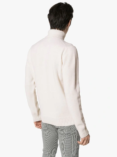Shop Dolce & Gabbana Logo Patch Turtleneck Sweater In White