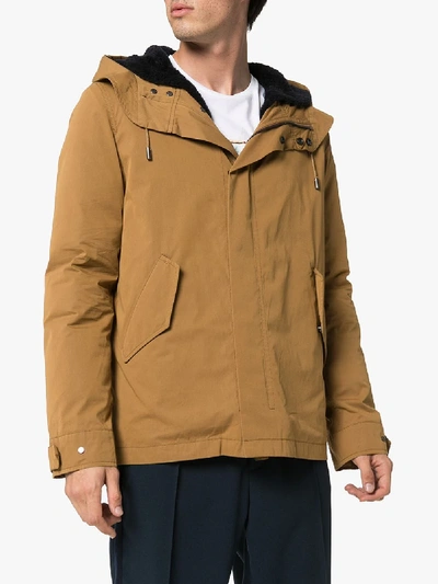 Shop Yves Salomon Shearling Hooded Parka In Brown