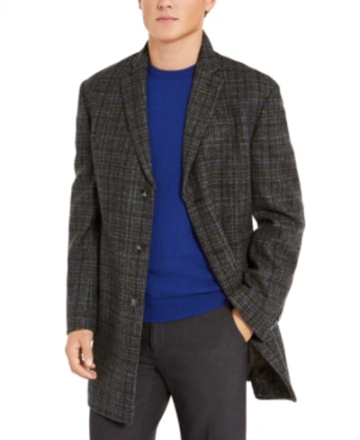 Shop Calvin Klein Men's Prosper X-fit Overcoat In Gray Plaid