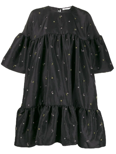 Shop Cecilie Bahnsen Oversized Bead Embellished Dress In Black