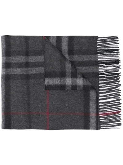 Shop Burberry The Classic Check Scarf In Grey