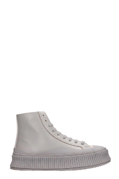 Shop Jil Sander Sneakers In Grey Suede And Leather