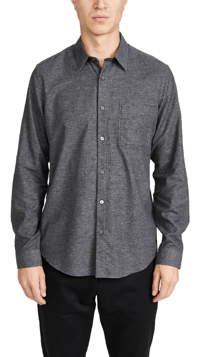 Shop Theory Irving Denim Maxson Button Down Shirt In Grey Melange