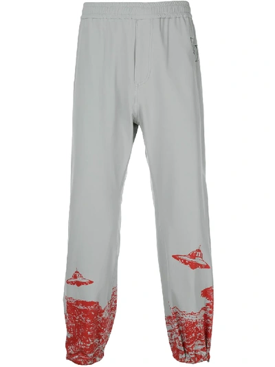 Shop Undercover Ufo Print Track Pants In Grey