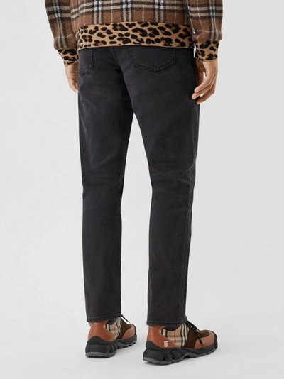 Shop Burberry Straight Fit Washed Jeans In Black