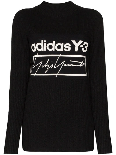 Shop Y-3 Logo Tech Knit Jumper In Black