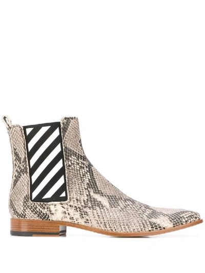 Shop Off-white Snakeskin Effect Ankle Boots In Brown