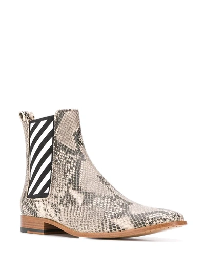 Shop Off-white Snakeskin Effect Ankle Boots In Brown