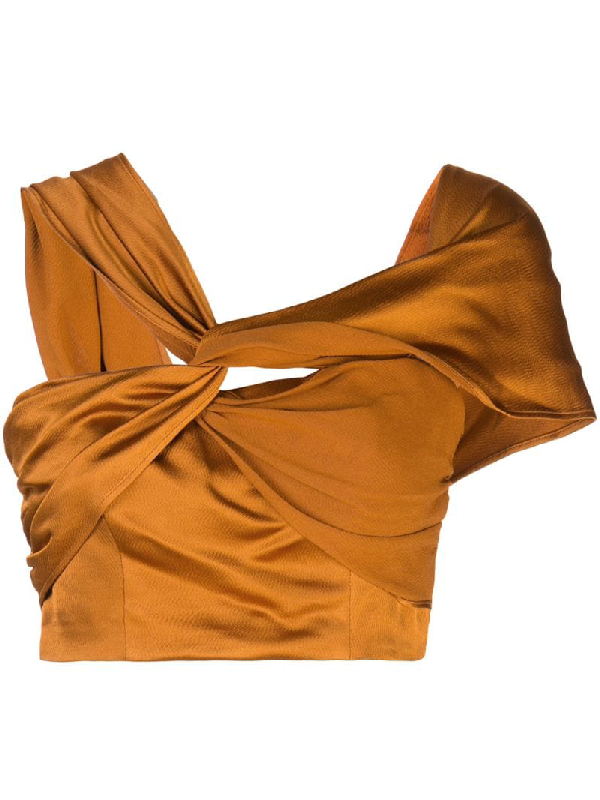 orange satin crop top