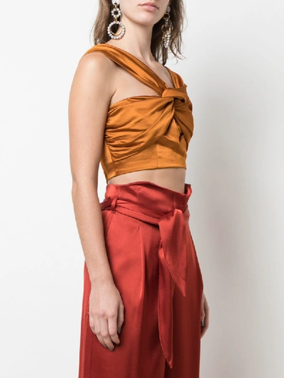 Shop Amur Satin Asymmetric Knot Top In Orange