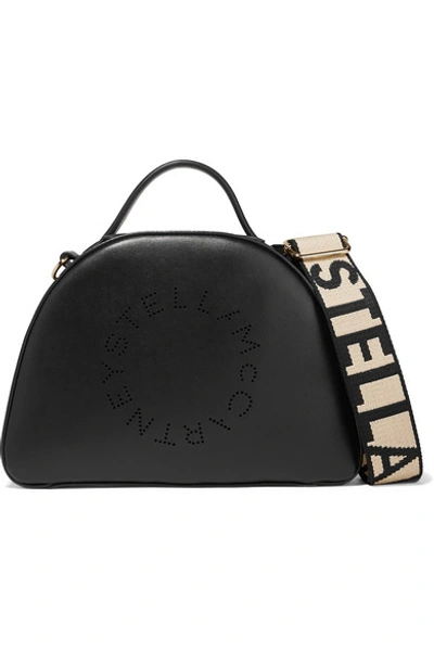 Shop Stella Mccartney Perforated Faux Leather Shoulder Bag In Black