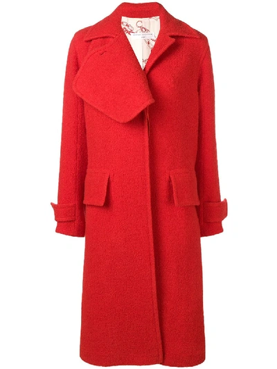 Shop Victoria Beckham Flared Coat In Red
