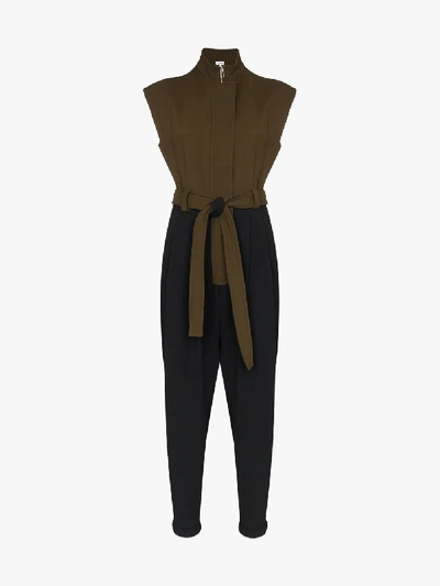 Shop Loewe Sleeveless Contrasting Jumpsuit In Green